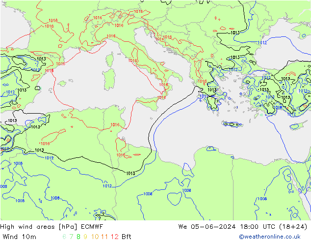 Windvelden ECMWF wo 05.06.2024 18 UTC