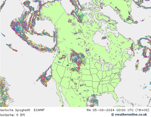 Izotacha Spaghetti ECMWF śro. 05.06.2024 00 UTC