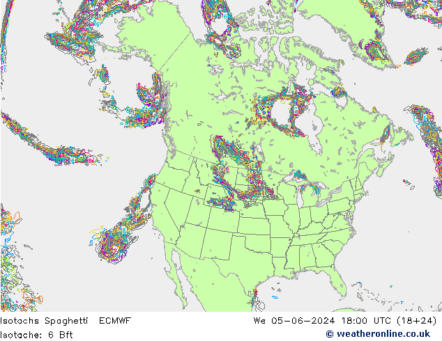 Isotachs Spaghetti ECMWF mer 05.06.2024 18 UTC