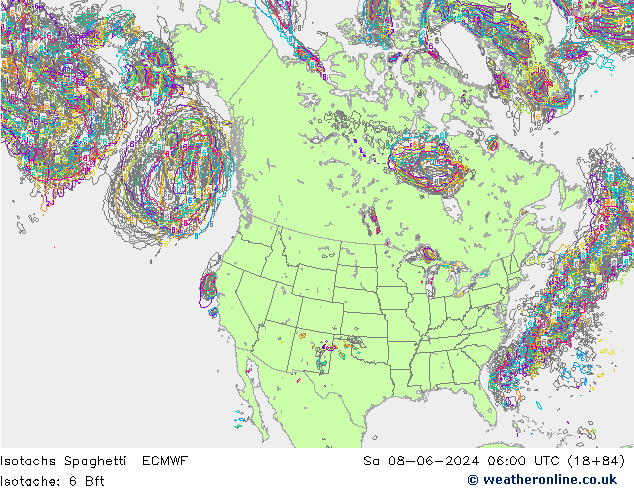 Isotachs Spaghetti ECMWF So 08.06.2024 06 UTC