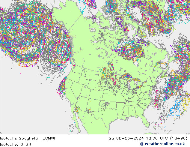 Eşrüzgar Hızları Spaghetti ECMWF Cts 08.06.2024 18 UTC