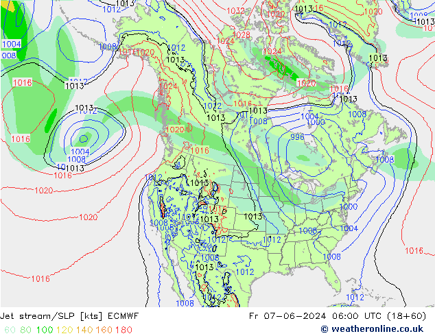 Straalstroom/SLP ECMWF vr 07.06.2024 06 UTC