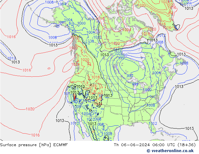 Pressione al suolo ECMWF gio 06.06.2024 06 UTC