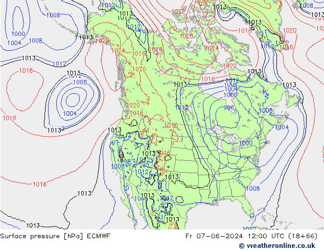 приземное давление ECMWF пт 07.06.2024 12 UTC