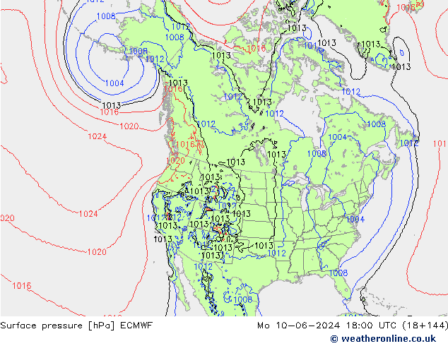 Surface pressure ECMWF Mo 10.06.2024 18 UTC