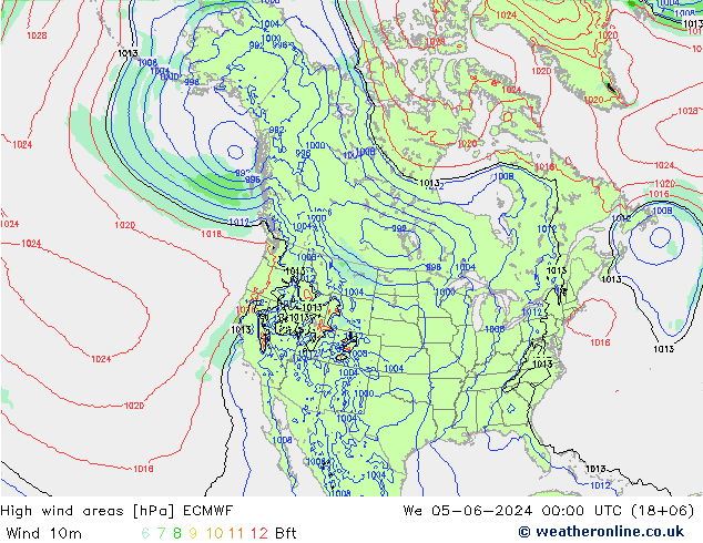 High wind areas ECMWF We 05.06.2024 00 UTC