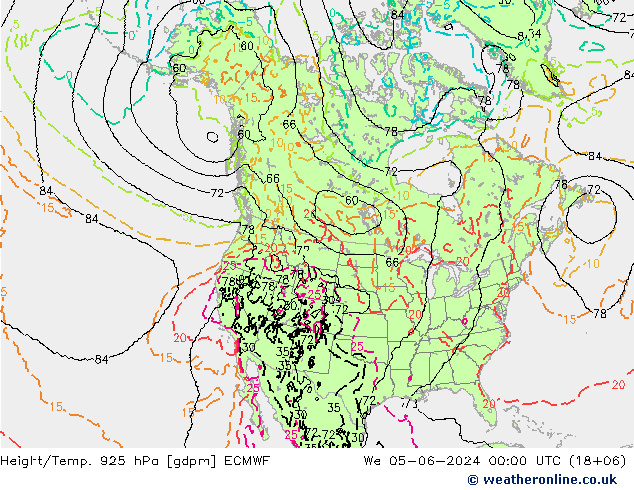 Height/Temp. 925 гПа ECMWF ср 05.06.2024 00 UTC