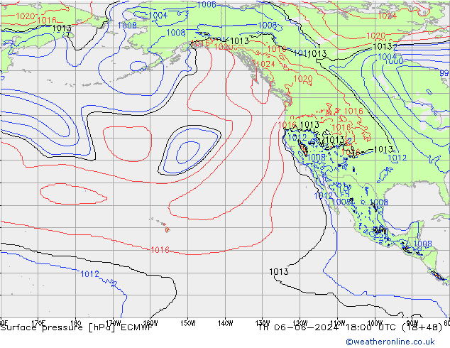 Surface pressure ECMWF Th 06.06.2024 18 UTC