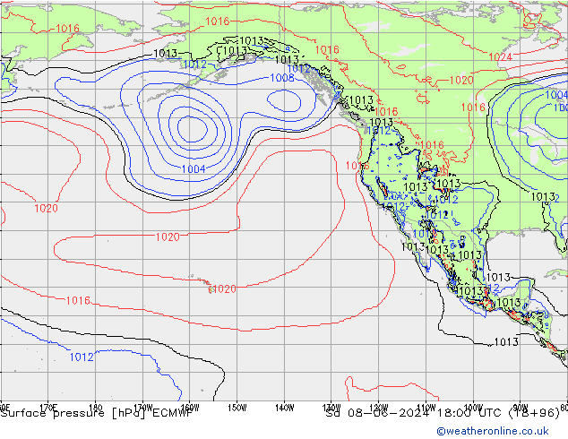 Bodendruck ECMWF Sa 08.06.2024 18 UTC