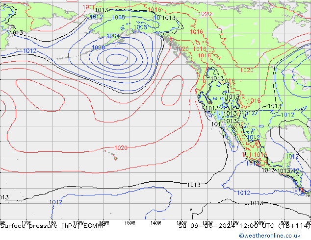 приземное давление ECMWF Вс 09.06.2024 12 UTC