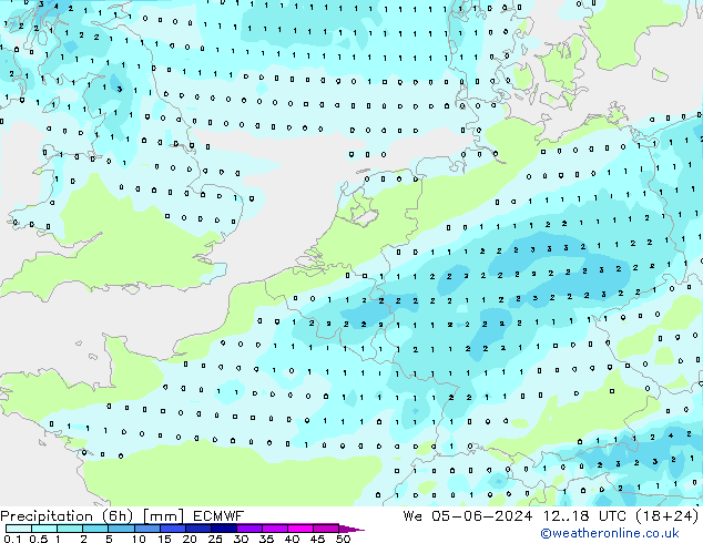 осадки (6h) ECMWF ср 05.06.2024 18 UTC