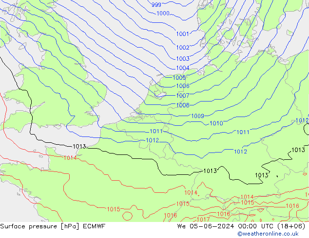 Surface pressure ECMWF We 05.06.2024 00 UTC