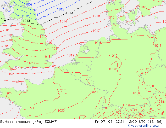 Surface pressure ECMWF Fr 07.06.2024 12 UTC