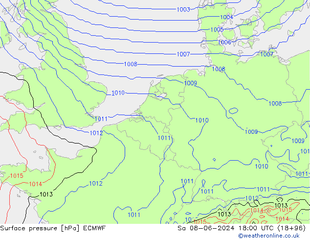 приземное давление ECMWF сб 08.06.2024 18 UTC