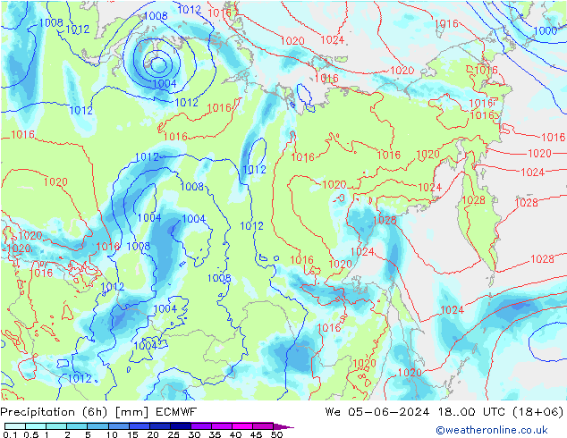 Yağış (6h) ECMWF Çar 05.06.2024 00 UTC