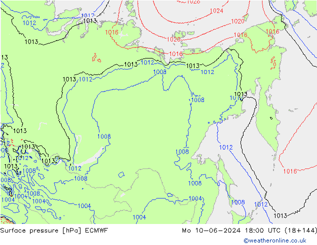 Yer basıncı ECMWF Pzt 10.06.2024 18 UTC