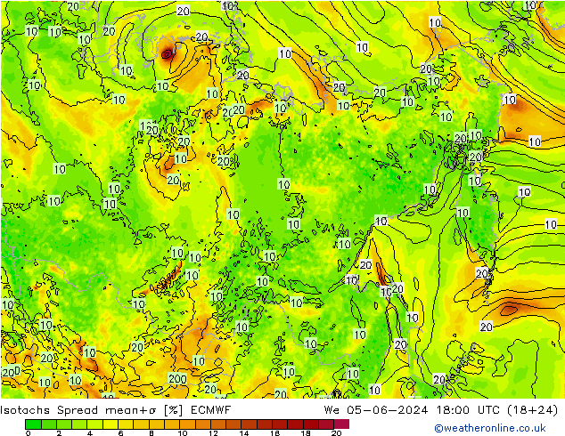 Isotachs Spread ECMWF We 05.06.2024 18 UTC