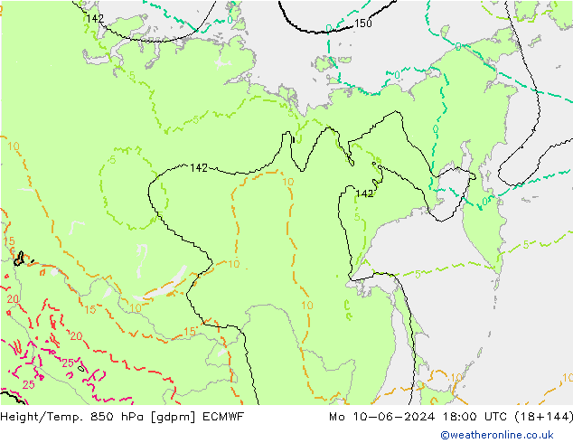 Height/Temp. 850 hPa ECMWF Seg 10.06.2024 18 UTC