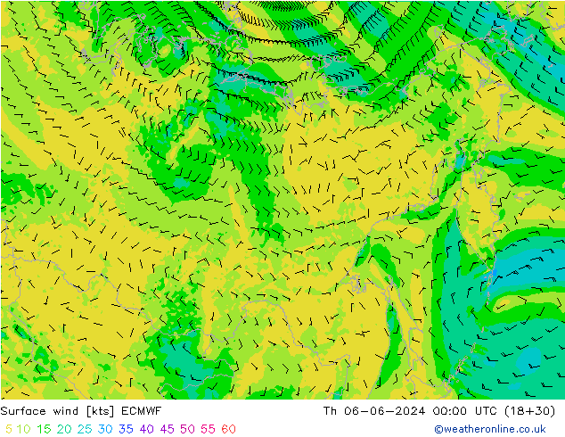 Vent 10 m ECMWF jeu 06.06.2024 00 UTC