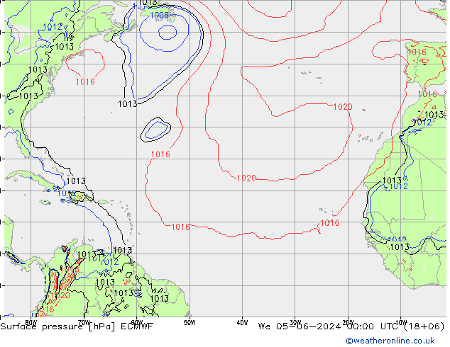 pressão do solo ECMWF Qua 05.06.2024 00 UTC