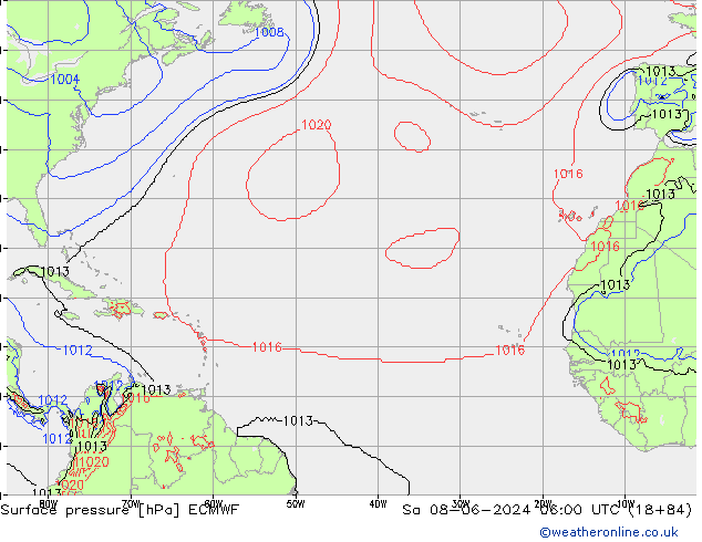 pressão do solo ECMWF Sáb 08.06.2024 06 UTC