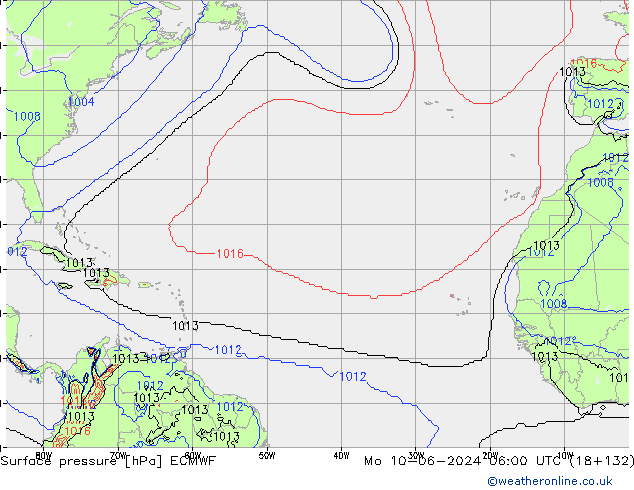 Bodendruck ECMWF Mo 10.06.2024 06 UTC