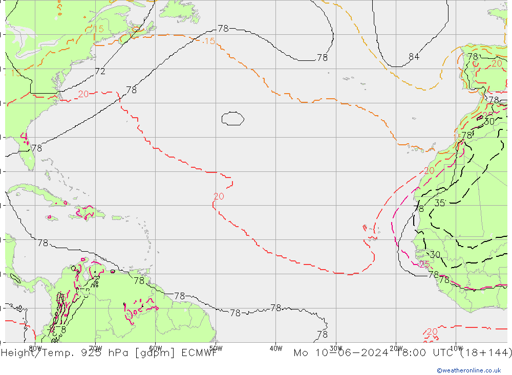 Height/Temp. 925 hPa ECMWF  10.06.2024 18 UTC