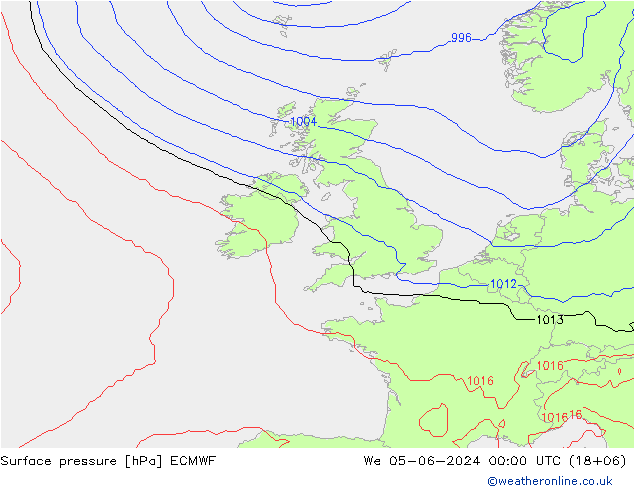 Surface pressure ECMWF We 05.06.2024 00 UTC