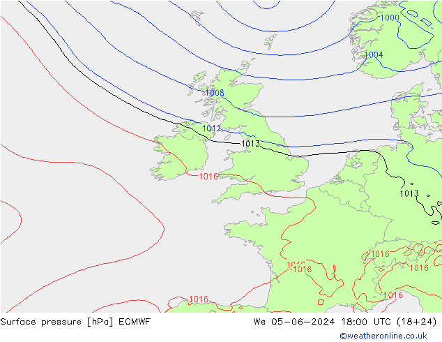 pressão do solo ECMWF Qua 05.06.2024 18 UTC