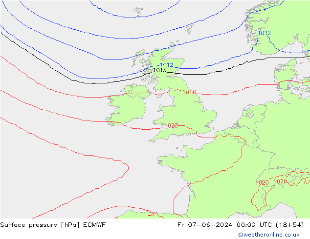 Surface pressure ECMWF Fr 07.06.2024 00 UTC