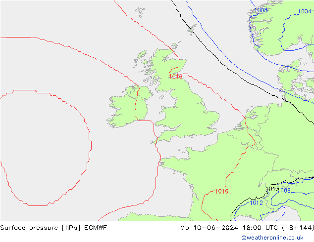 Luchtdruk (Grond) ECMWF ma 10.06.2024 18 UTC