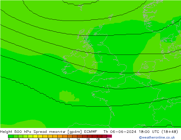 Height 500 hPa Spread ECMWF Qui 06.06.2024 18 UTC