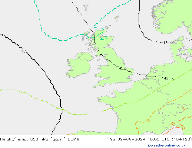 Height/Temp. 850 hPa ECMWF  09.06.2024 18 UTC