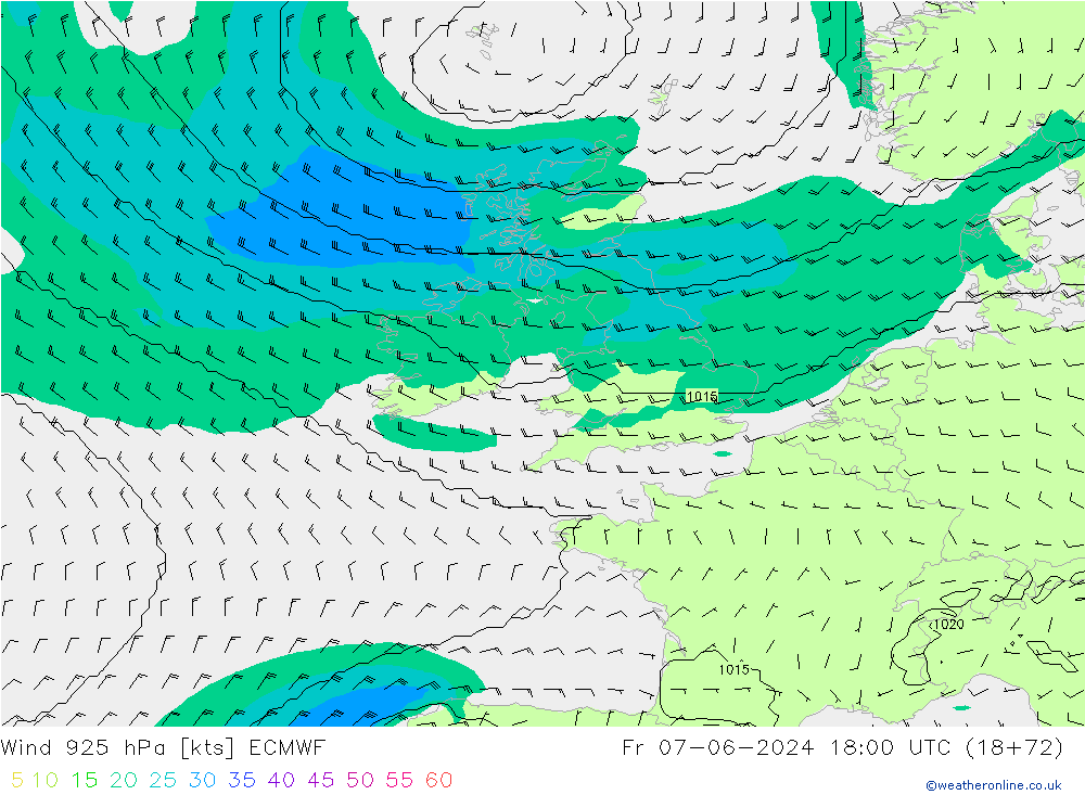 Wind 925 hPa ECMWF Fr 07.06.2024 18 UTC