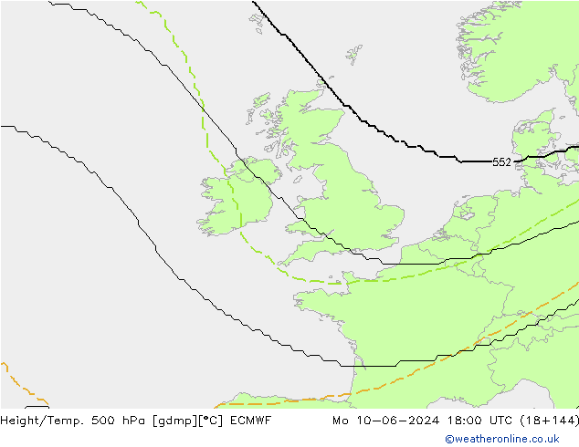 Yükseklik/Sıc. 500 hPa ECMWF Pzt 10.06.2024 18 UTC