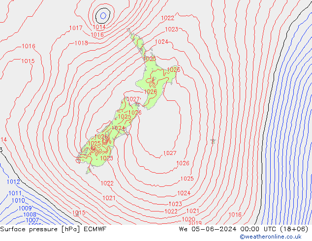 Surface pressure ECMWF We 05.06.2024 00 UTC