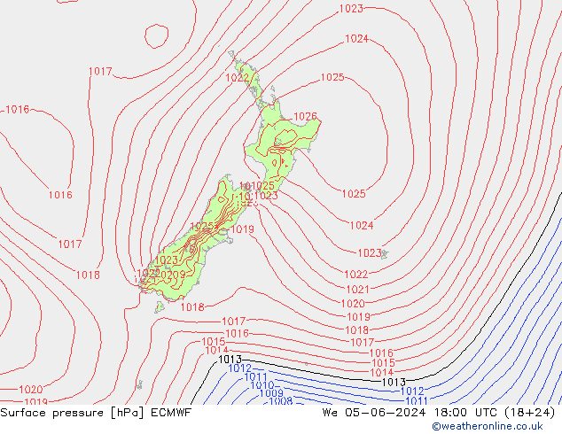 Yer basıncı ECMWF Çar 05.06.2024 18 UTC