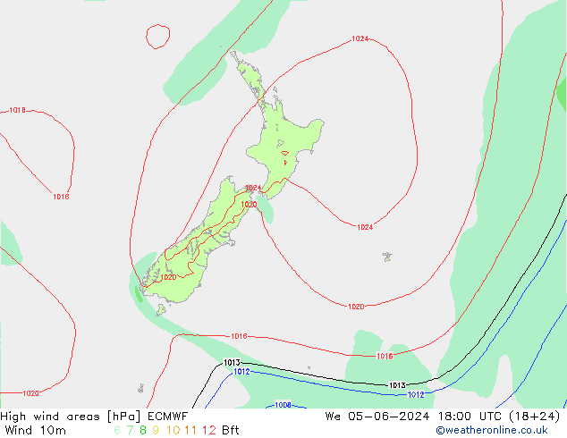 High wind areas ECMWF  05.06.2024 18 UTC