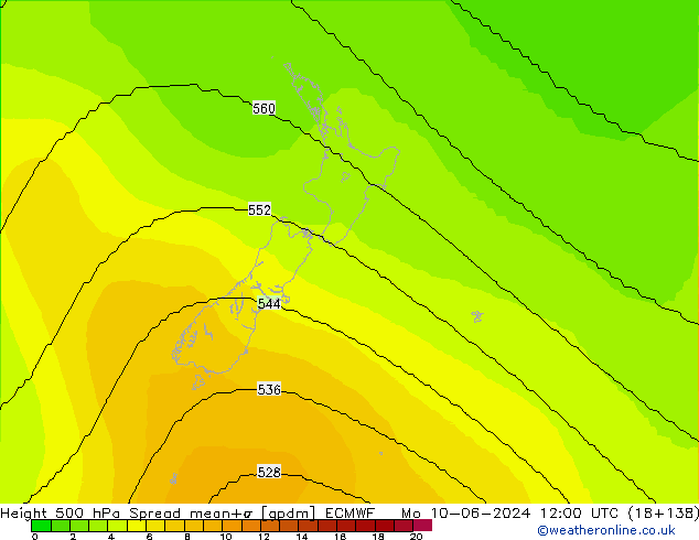 Height 500 hPa Spread ECMWF Mo 10.06.2024 12 UTC