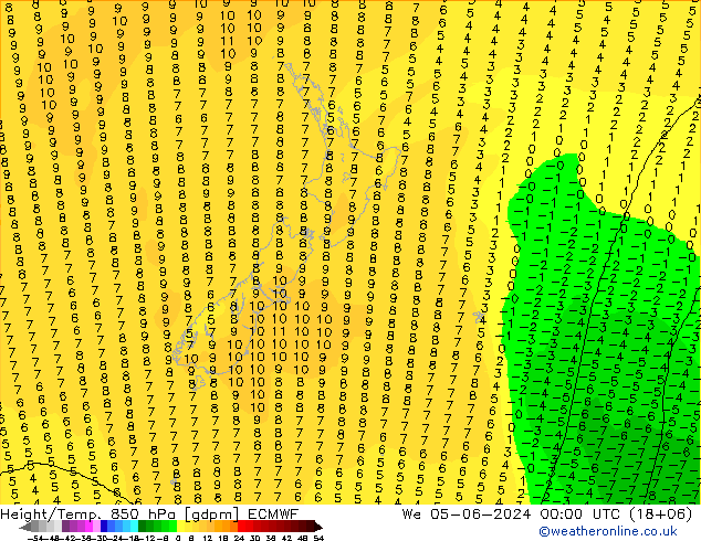 Yükseklik/Sıc. 850 hPa ECMWF Çar 05.06.2024 00 UTC