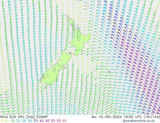 Vento 925 hPa ECMWF Seg 10.06.2024 18 UTC