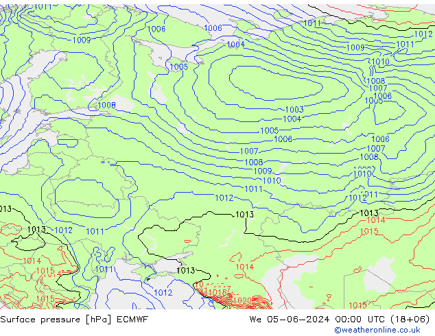 Bodendruck ECMWF Mi 05.06.2024 00 UTC