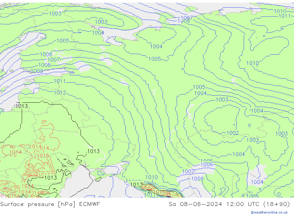 pressão do solo ECMWF Sáb 08.06.2024 12 UTC