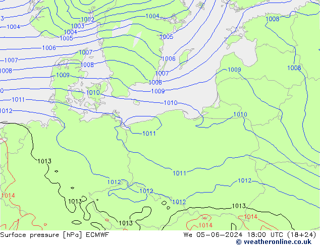 pressão do solo ECMWF Qua 05.06.2024 18 UTC