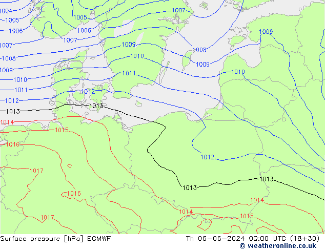 Atmosférický tlak ECMWF Čt 06.06.2024 00 UTC