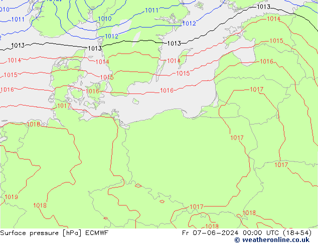 Pressione al suolo ECMWF ven 07.06.2024 00 UTC