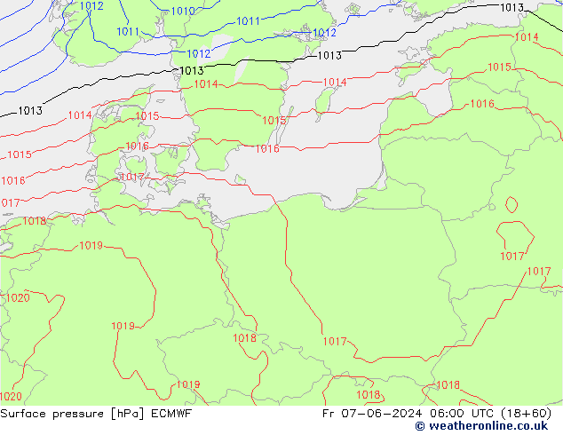 Surface pressure ECMWF Fr 07.06.2024 06 UTC