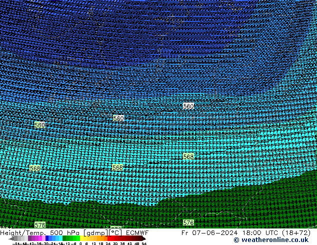 Yükseklik/Sıc. 500 hPa ECMWF Cu 07.06.2024 18 UTC