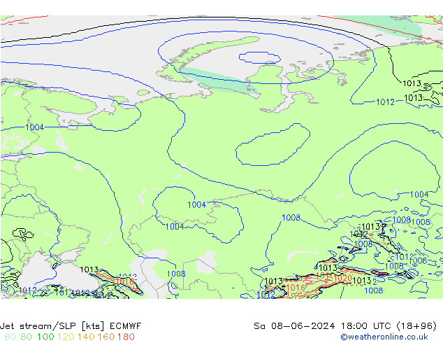 Jet Akımları/SLP ECMWF Cts 08.06.2024 18 UTC