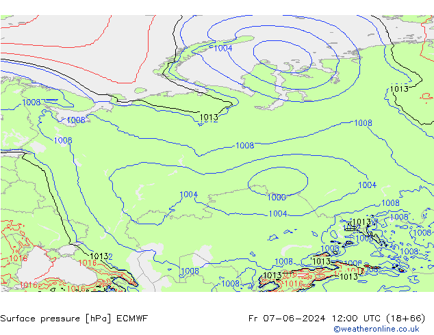 приземное давление ECMWF пт 07.06.2024 12 UTC